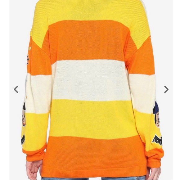 Disney Mickey Mouse Halloween Candy Corn Stripe Girls Open Cardigan Size Small - Picture 4 of 9